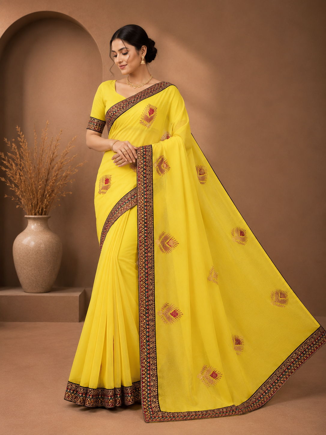 Sunshine Yellow Premium Designer Saree